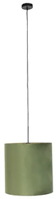 Stoffen Eettafel / Eetkamer Hanglamp met velours kap groen met goud - Combi Landelijk / Rustiek E27 cilinder / rond rond Binnenverlichting Lamp