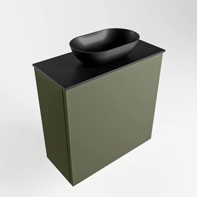 Mondiaz Fowy toiletmeubel 50cm army met zwarte waskom midden zonder kraangat