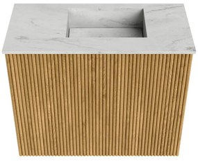 Mondiaz Joya DLux 50cm toiletmeubel oak met wastafel faye rechts zonder kraangat opalo