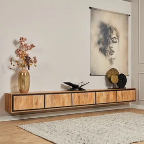 Starfurn RichWood Hangend Tv-meubel Mangohout 280 Cm - 280x35x30cm.