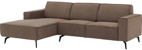 Goossens Hoekbank Hercules bruin, microvezel, 2-zits, modern design met chaise longue links