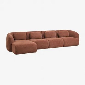 4-delige Linker Modulaire Chaise Longue Bank In Chenille Coquette Chenille Roestbruin - Sklum