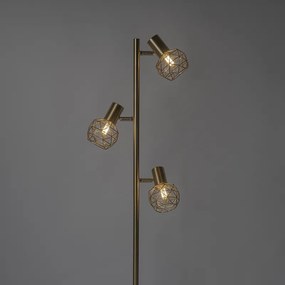 Design vloerlamp goud 3-lichts verstelbaar - Mesh