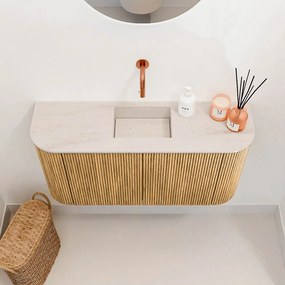 Mondiaz Joya DLux 85cm toiletmeubel ronding links/rechts oak met wastafel faye midden zonder kraangat meli