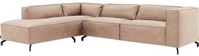 Goossens Bank Calvin beige, micro leer, 3,5-zits, modern design met ligelement links