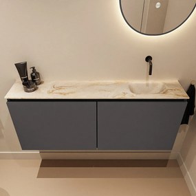 Mondiaz Ture DLux toiletmeubel 120cm dark grey met wastafel frappe rechts zonder kraangat