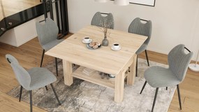 BRAVO sonoma eiken – uitschuifbare en in hoogte verstelbare salontafel, tafel met plank