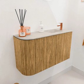 Mondiaz Joya DLux 70cm toiletmeubel ronding links oak met wastafel faye rechts 1 kraangat ostra
