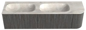Mondiaz Kurve-dlux 165cm badmeubel ronding rechts shadow met 2 lades en 1 deur en wastafel stor small dubbel/links zonder kraangat ostra