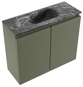 Mondiaz Ture DLux toiletmeubel 60cm army met wastafel lava midden met kraangat