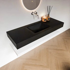 Zaro Alan badmeubel 130cm met planchet talc en vrijhangende wastafel cloud midden zonder kraangat urban