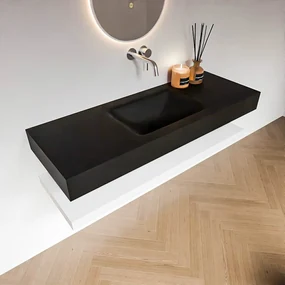 Zaro Alan badmeubel 130cm met planchet talc en vrijhangende wastafel cloud midden zonder kraangat urban