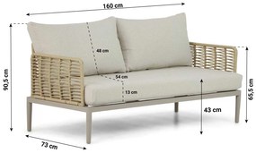 Stoel en Bank Loungeset Wicker/Aluminium/Aluminium/wicker Taupe 4 personen Coco Ibiza