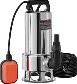 VEVOR Dompelpomp, 1300W, 20.000L/H, met 10m kabel en automatische vlotterschakelaar, roestvrij staal en gietijzer voor vuile of schone, lege tuinvijvers, zwembaden en hot tubs