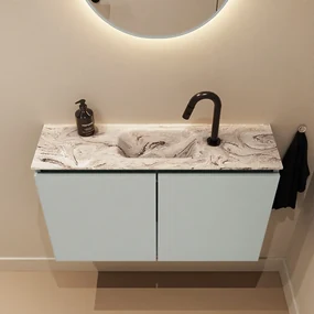 Mondiaz Ture DLux toiletmeubel 80cm greey met wastafel glace midden met kraangat