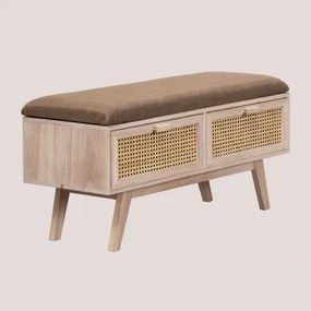 Bank Van Hout Met 2 Lades Ralik Design Natuurlijk Hout - Sklum