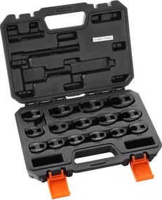 VEVOR Crowfoot-sleutelset, 1/2" en 3/8" aandrijving, 15-delige Crowfoot-sleutelset met PP-opbergkoffer, metrisch 8-24 mm, CRMO-staal en mangaanfosfaatafwerking, voor mechanisch onderhoud of reparaties