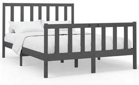 vidaXL Bedframe massief grenenhout grijs 120x200 cm