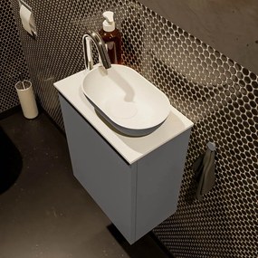 Mondiaz Fowy toiletmeubel 40cm dark grey met antraciete waskom rechts en kraangat