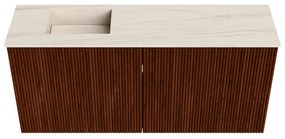 Mondiaz Joya DLux 90cm toiletmeubel ruby met wastafel faye links zonder kraangat meli