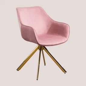 Lucy Eetkamerstoel In Fluweel Roze & Goud - Sklum
