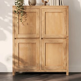 Wandkast Teakhout Met 4 Deuren - 130x45x160cm.
