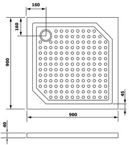 Gelco Aneta vierkante douchebak 90x90x4cm wit