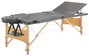 vidaXL Massagetafel met 3 zones 186x68 cm houten frame antraciet