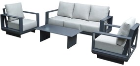 Avellino stoel bank loungeset 4 delig antraciet aluminium soft grey