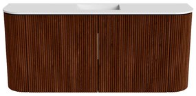 Mondiaz Joya 95cm toiletmeubel ronding links/rechts ruby met wastafel faye midden 1 kraangat talc