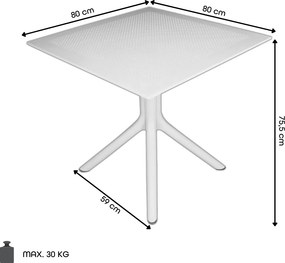 FLAVIO 80x80 Lichtgrijs (asgrijs) - MODERNE VIERKANTEN TUINTAFEL (voor keuken, café, tuin)