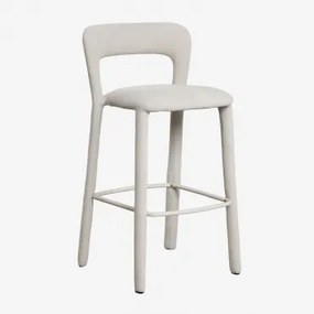 Hoge Kruk Met Gestoffeerde Rugleuning Brusel ↑75 Cm & Stof Gebroken Wit - Sklum