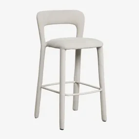 Hoge Kruk Met Gestoffeerde Rugleuning Brusel ↑75 Cm & Stof Gebroken Wit - Sklum