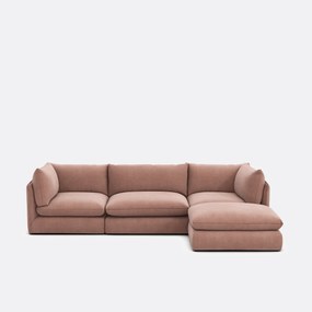 Modulaire bank, 3 zits met poef, gestructureerde stof, Malo