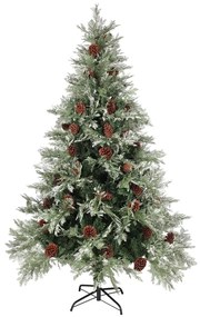vidaXL Kerstboom met dennenappels 120 cm PVC en PE groen en wit