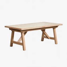 Rechthoekige Uitschuifbare Tuin Tafel 200-260-320x100 Cm Van Acaciahout Dubai Tapioca Beige - Sklum
