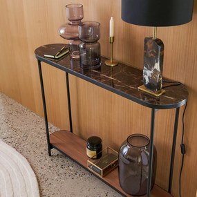 Console met blad in glas en marmer effect, Gil