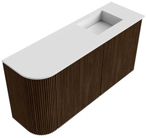 Mondiaz Joya 80cm toiletmeubel ronding links walnut met wastafel faye rechts 1 kraangat talc