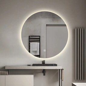 Fontana Kolo wastafelmeubel mat wit 100cm mat witte wastafel 1 kraangat met ronde spiegel