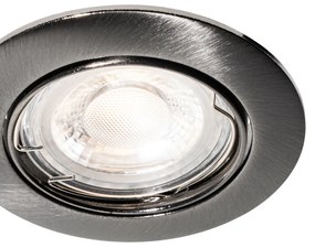 Set van 6 Moderne inbouwspots gunmetal GU10 50mm rond kantelbaar - Edu Binnenverlichting Lamp