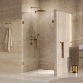 Brauer Void profielloze nisdeur 110cm met draaideur 60cm aan muur messing geborsteld PVD