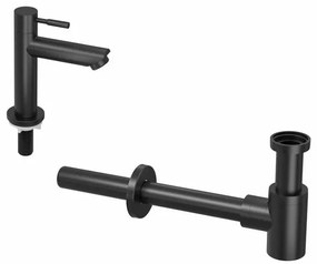 INK 1B Fonteinkraanset - staande Fonteinkraan - laag - designSifon - zwart mat 9902431