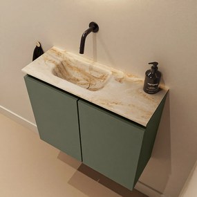 Mondiaz Ture DLux toiletmeubel 60cm army met wastafel frappe links zonder kraangat