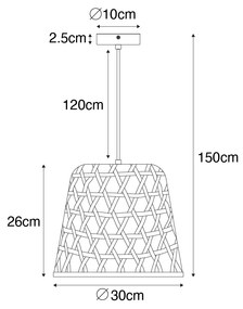 Oosterse hanglamp zwart met bamboe - RayanOosters E27 rond Binnenverlichting Lamp