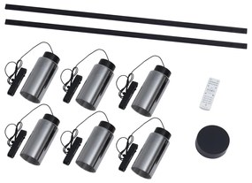 Modern railsysteem met 6 hanglampen zwart 1-fase - Magnetic Vance