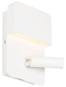 Wandlamp wit incl. LED met USB en leeslamp met schakelaar - Robin Modern Binnenverlichting Lamp