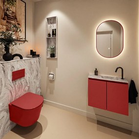 Mondiaz Ture DLux toiletmeubel 60cm fire met wastafel glace rechts met kraangat