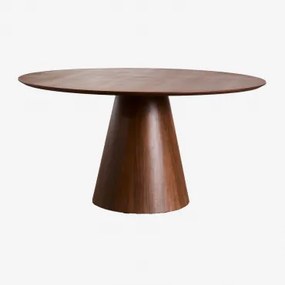 Aura Ronde Houten Eettafel Walnootfineer & Ø150 Cm & Walnootfineer - Sklum