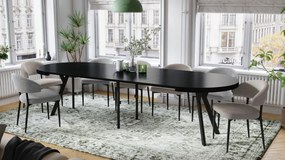 EXPANSO Czarny Mat/zwarte poten - GROTE RONDE TAFEL Ø110 UITBREIDBAAR TOT 310 cm met Y-POTEN LOFT/INDUSTRIAL