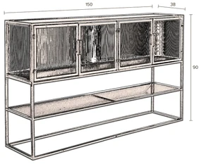 Dutchbone Boli Dressoir Met Ribbel Glas - 150x38x90cm.
